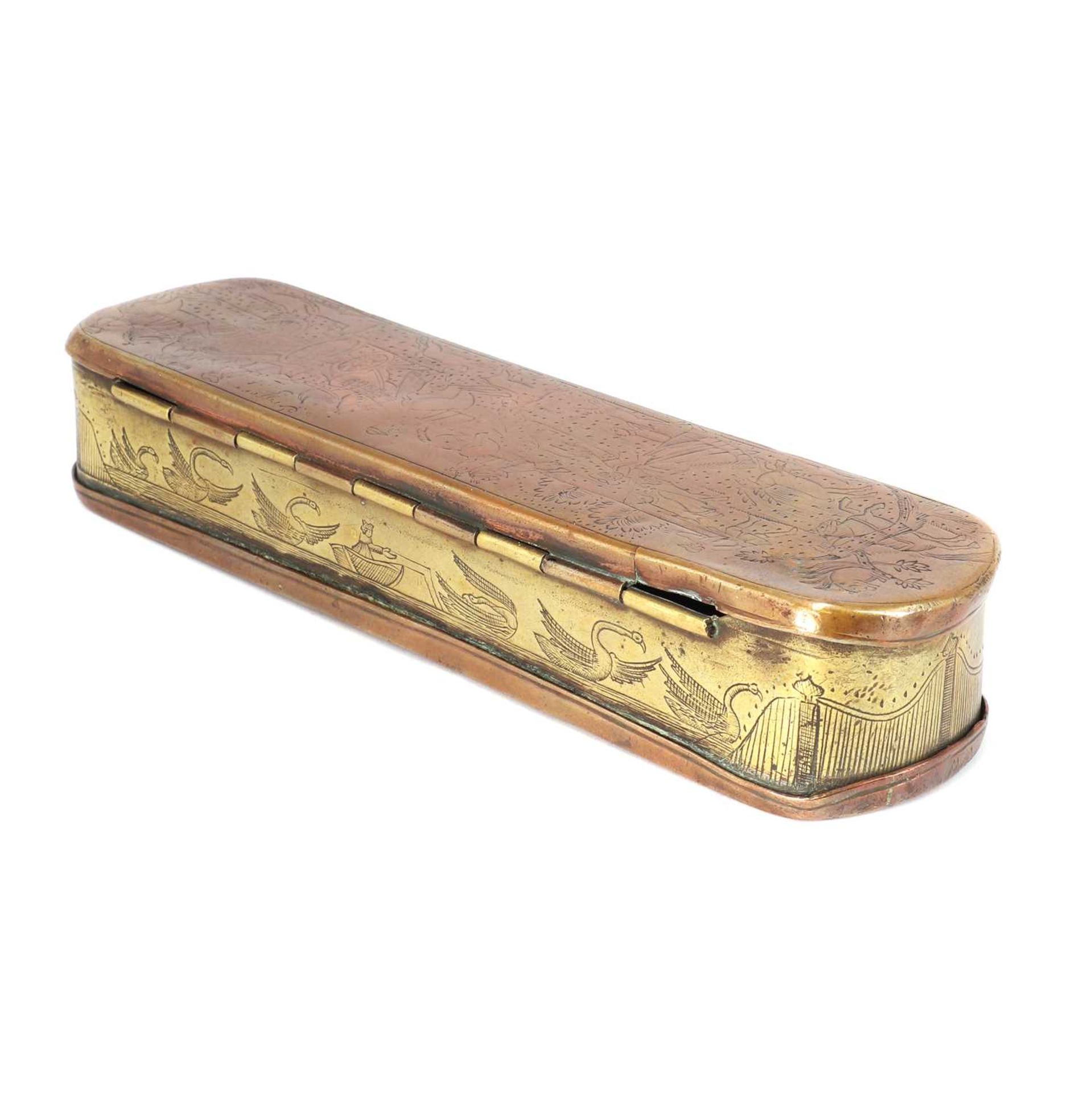 An unusual copper and brass tobacco box, - Image 8 of 9