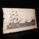 A sailor's large scrimshaw pan-bone plaque,