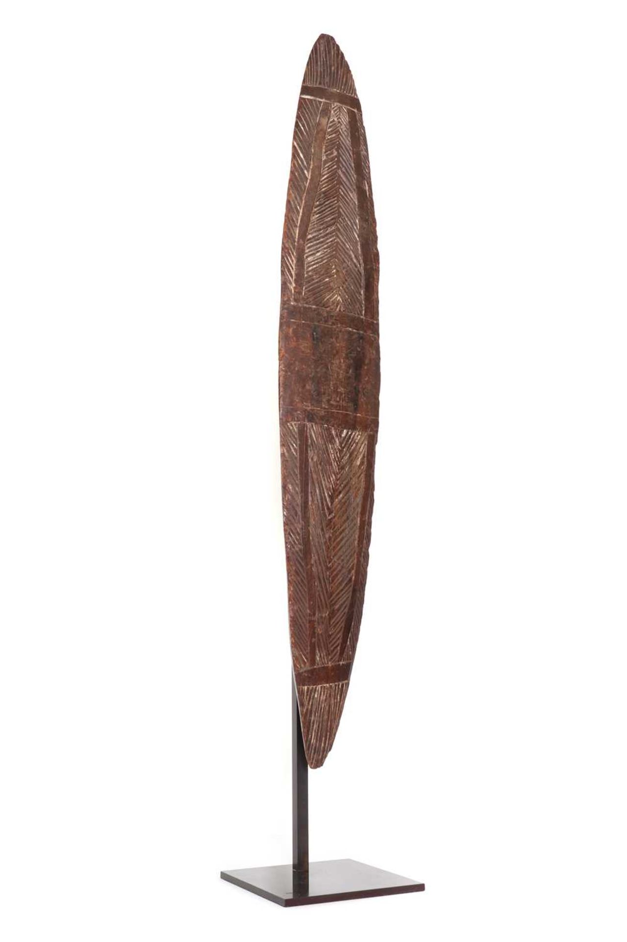 A rare Australian Aboriginal hardwood parrying shield,