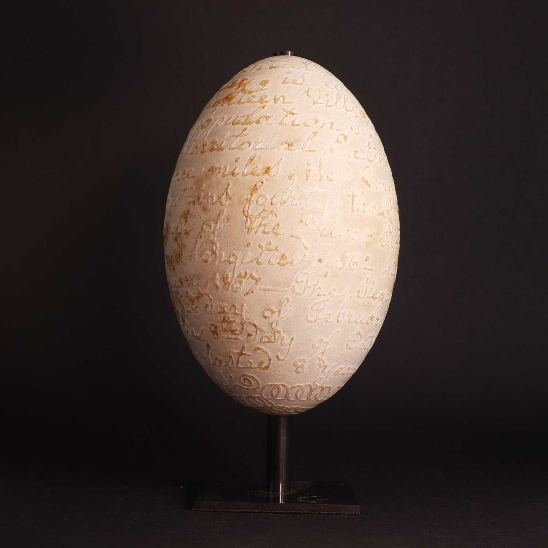 A carved rhea egg, - Image 2 of 15