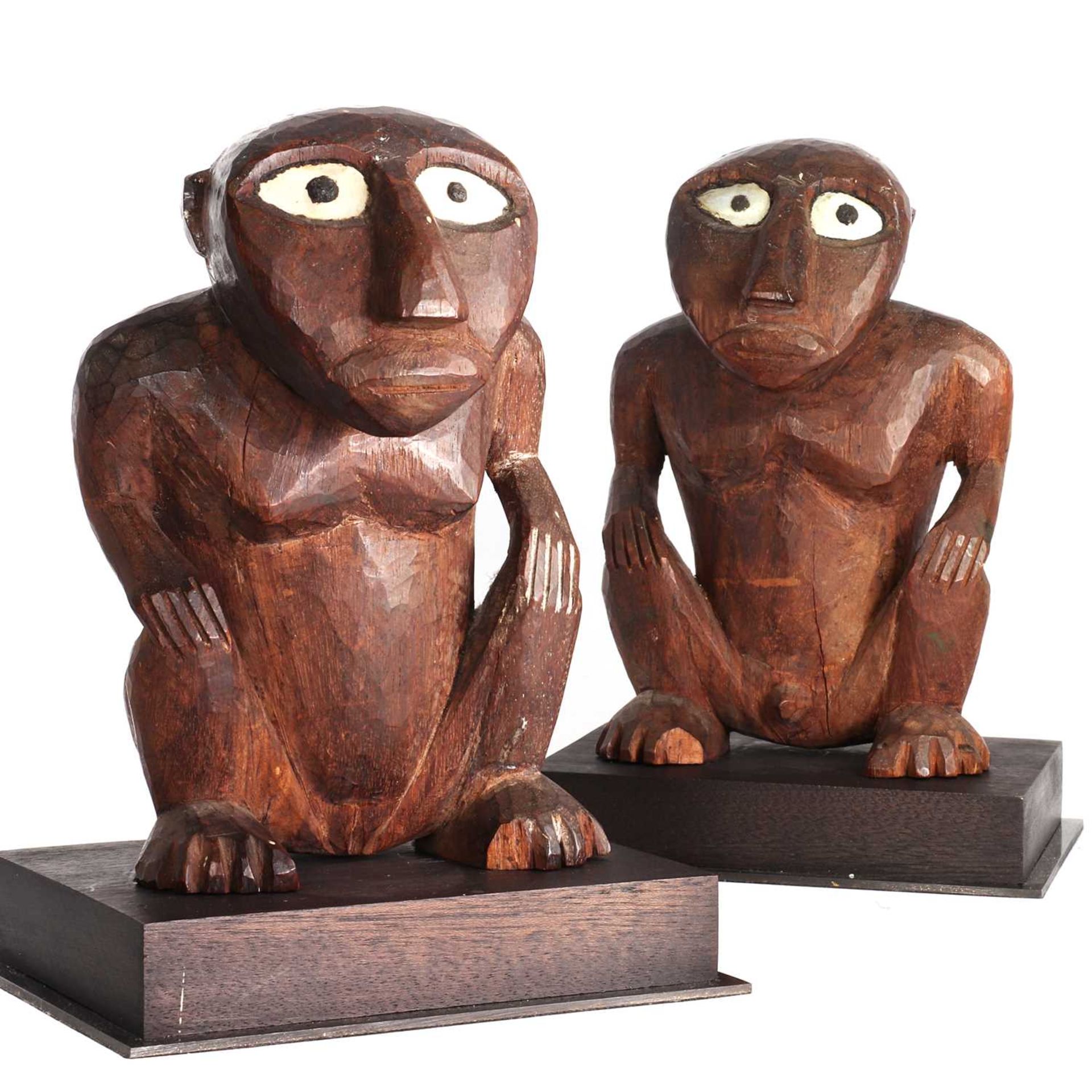 A rare pair of carved wooden idols, - Image 5 of 8