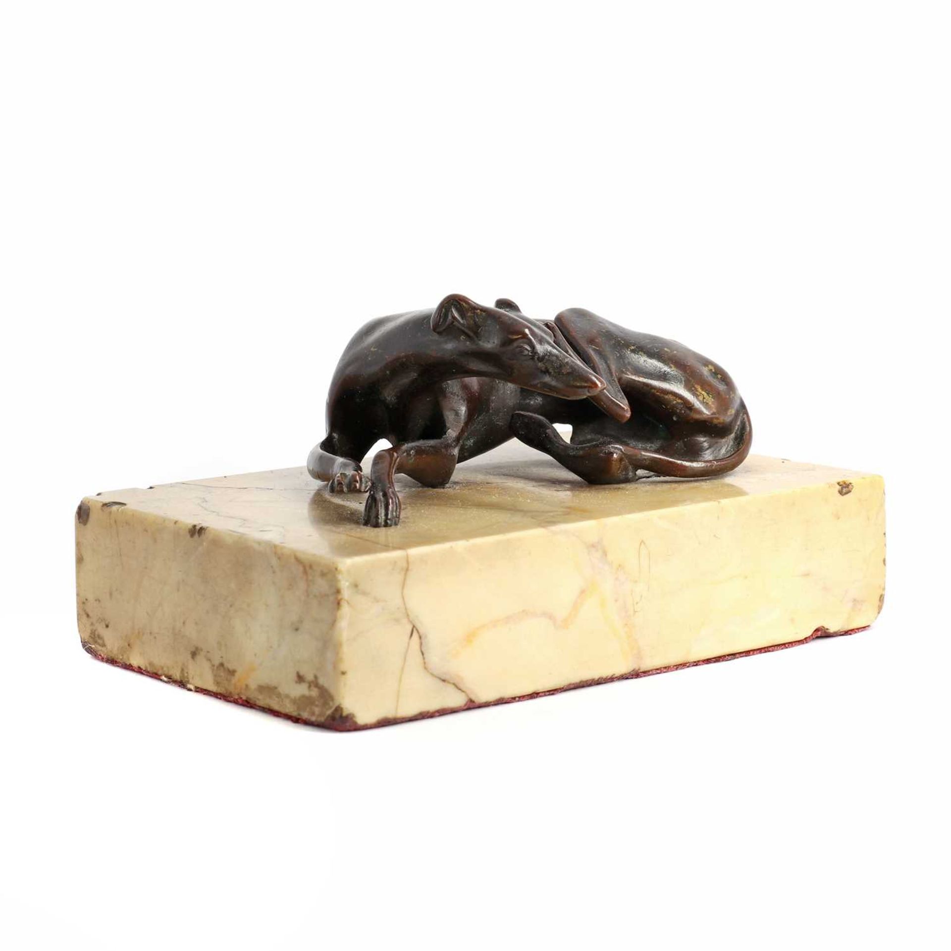 A Regency bronze figure of a resting greyhound, - Image 2 of 4