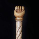 A sailor's scrimshaw twist-carved whalebone cane,