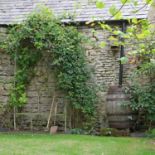 A painted wire work arbour