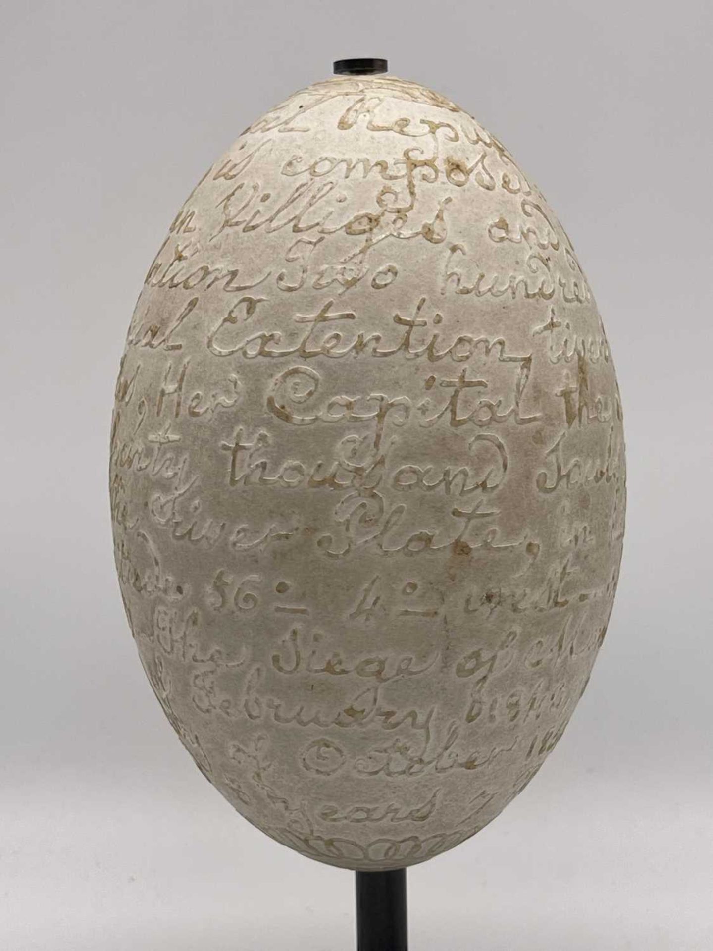 A carved rhea egg, - Image 10 of 15