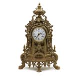 A Continental brass cased mantle clock,