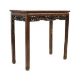 A Chinese blackwood console table,