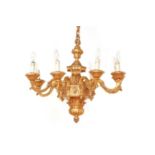 A gilt-metal chandelier in the Louis XVI style,