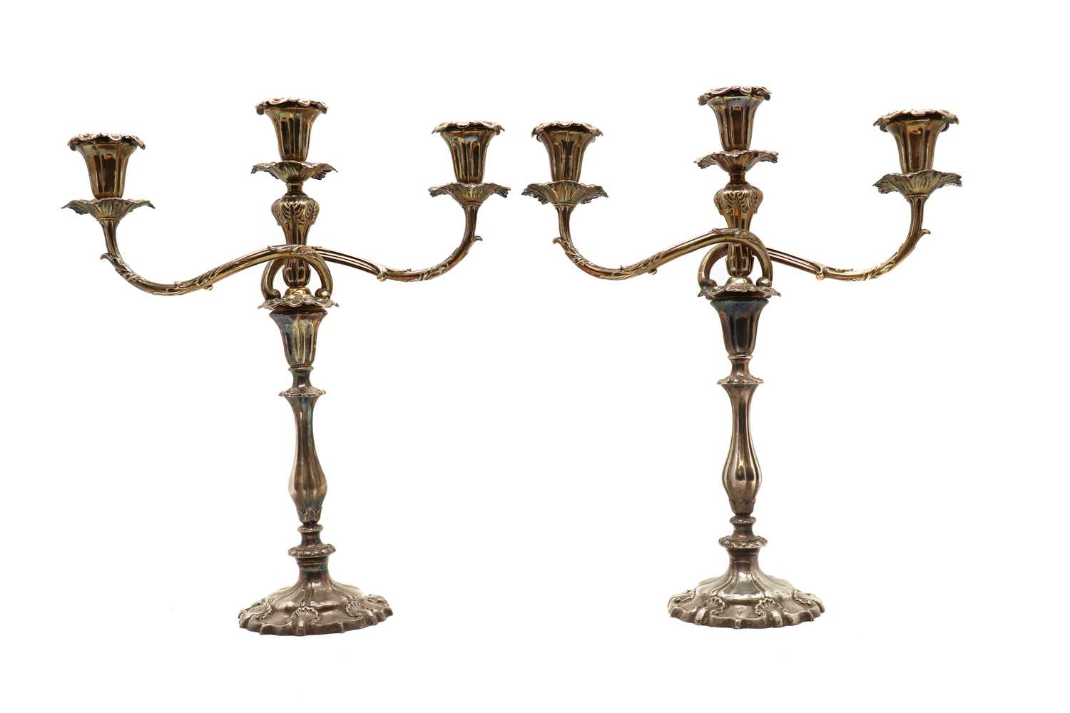 A pair of silver-plated candelabrum