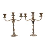 A pair of silver-plated candelabrum