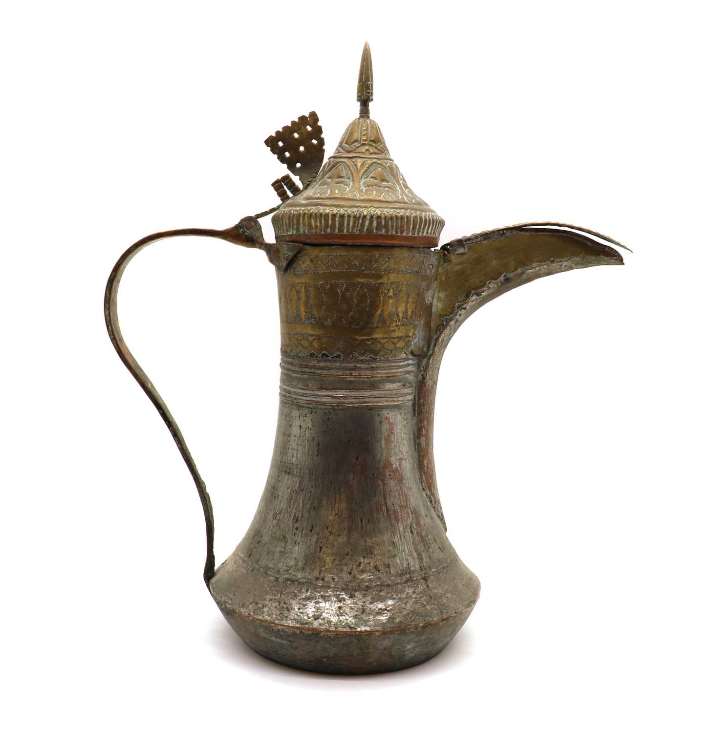A large tinned copper and brass dallah coffee pot