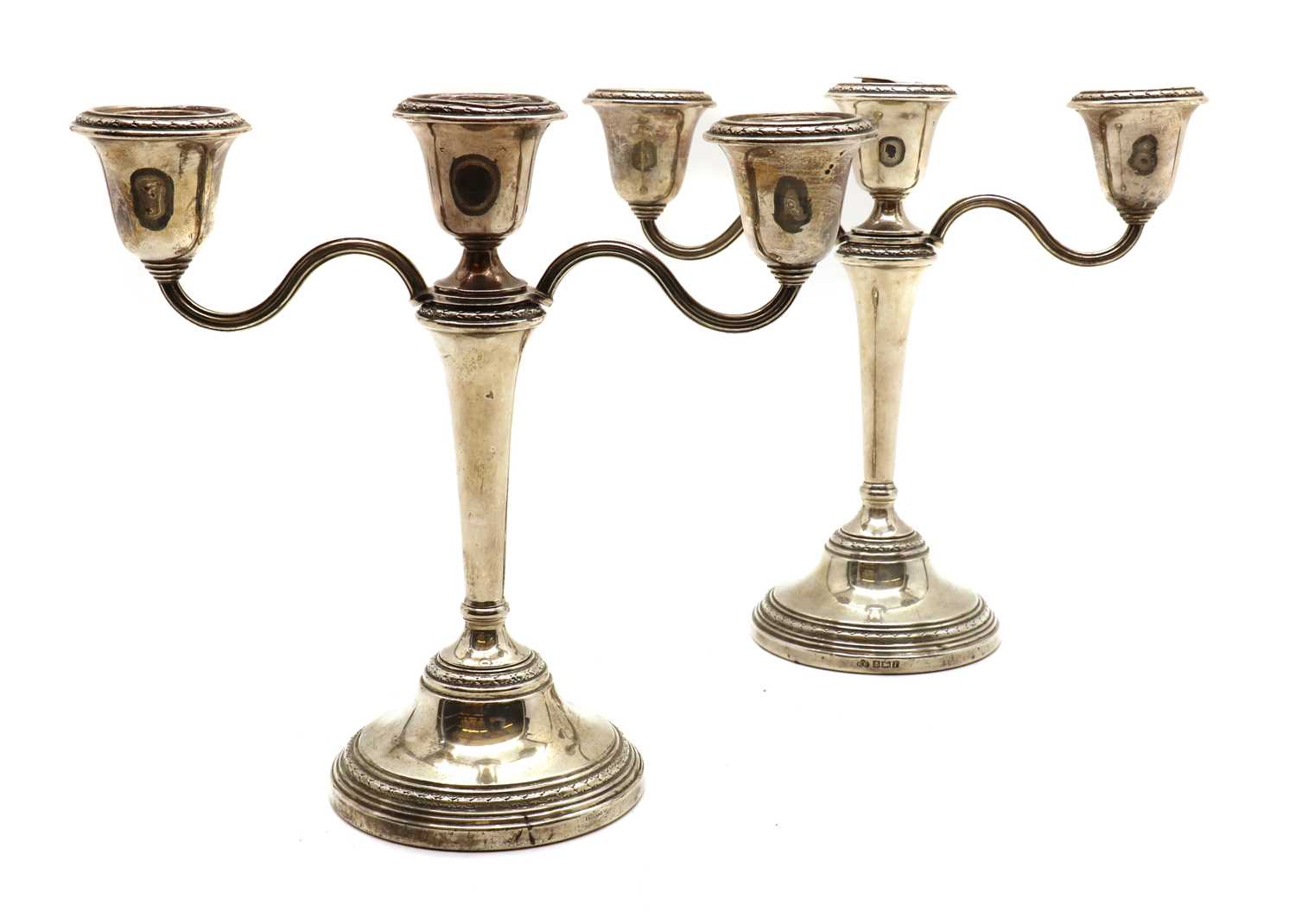 A pair of silver three branch candlesticks - Image 2 of 4