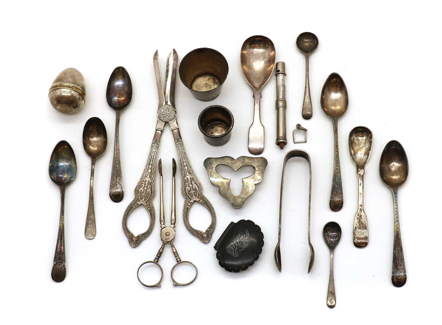 A collection of silver items