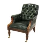 A George IV walnut library chair,
