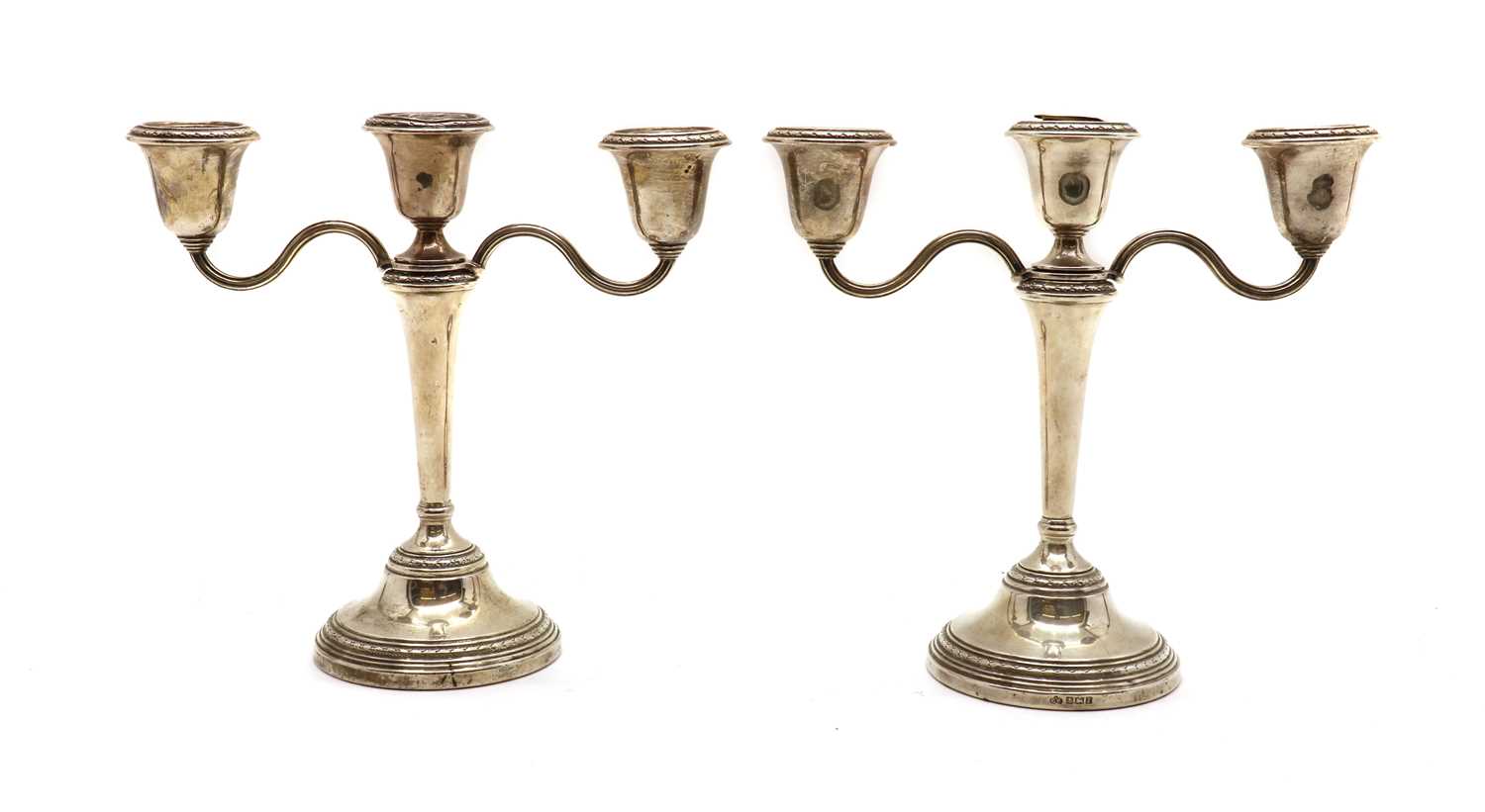 A pair of silver three branch candlesticks - Image 4 of 4