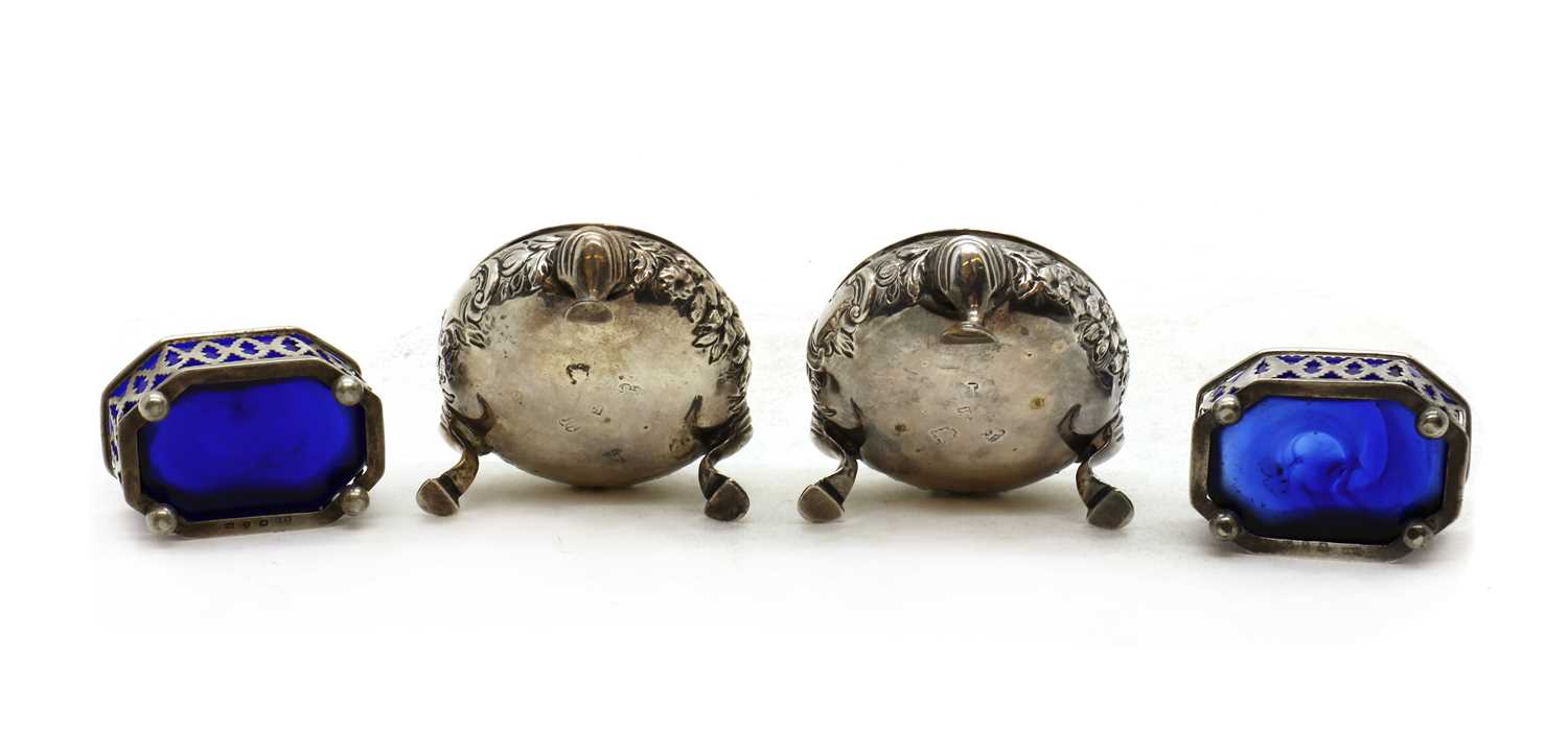 A pair of George II silver salt cellars, - Image 3 of 3