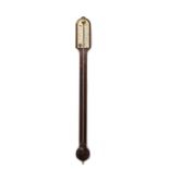 A rosewood and mahogany stick barometer