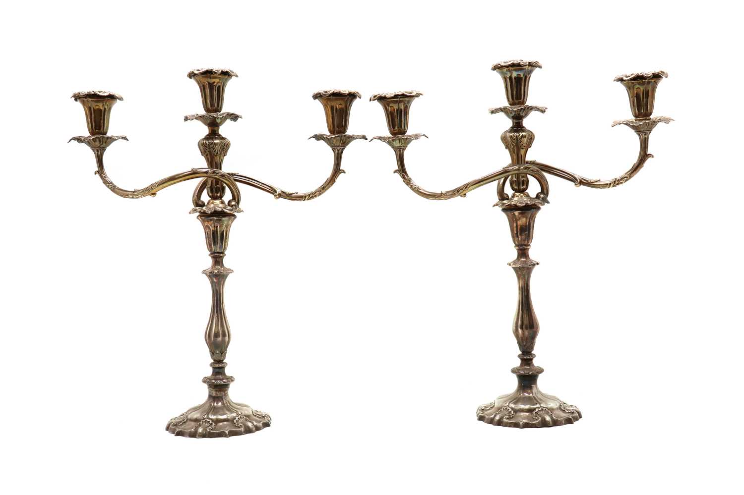 A pair of silver-plated candelabrum - Image 3 of 3