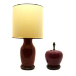 A Chinese Sang de Bouffe table lamp,