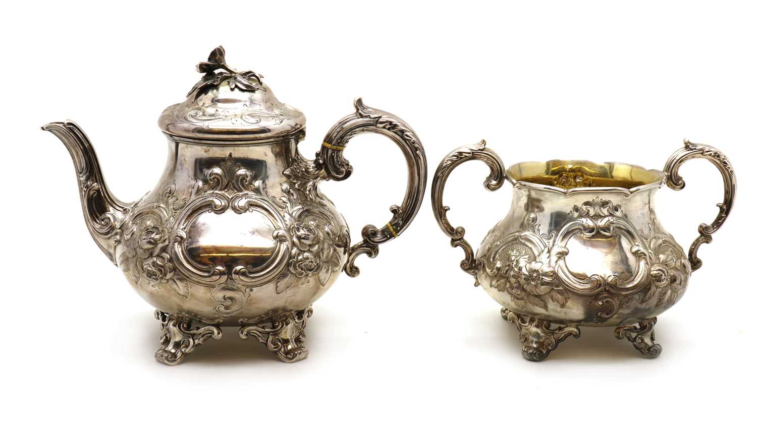 A Victorian silver teapot and sugar bowl, - Image 3 of 12