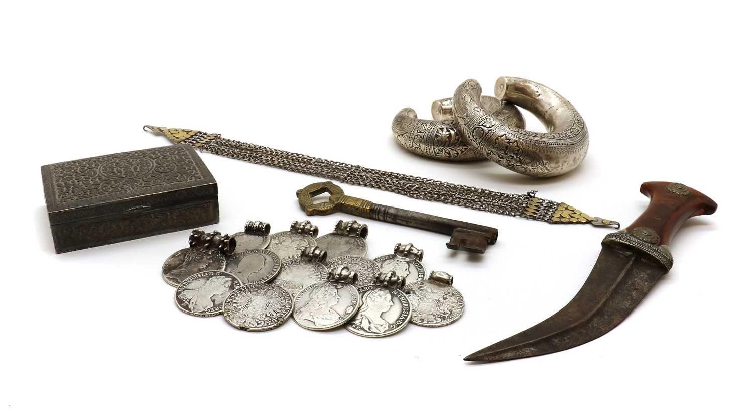 A collection of Eastern silver items