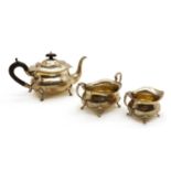 A silver three piece silver tea service