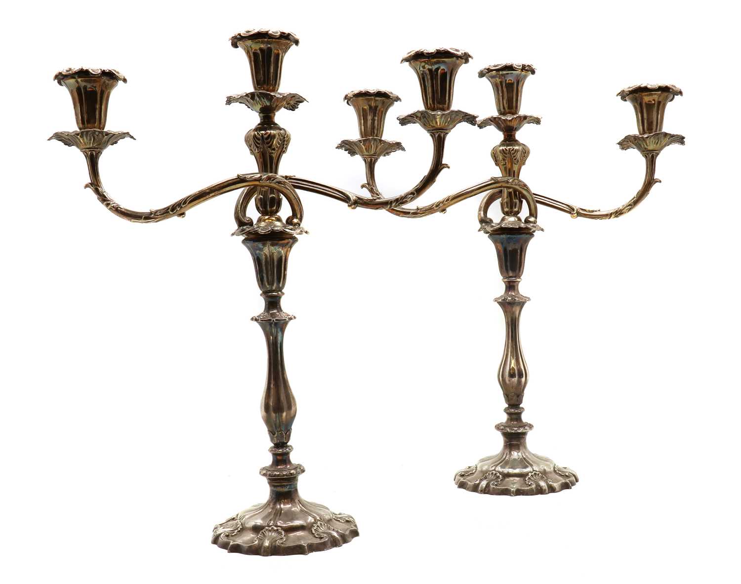 A pair of silver-plated candelabrum - Image 2 of 3