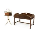 An Edwardian mahogany and brass magazine stand,