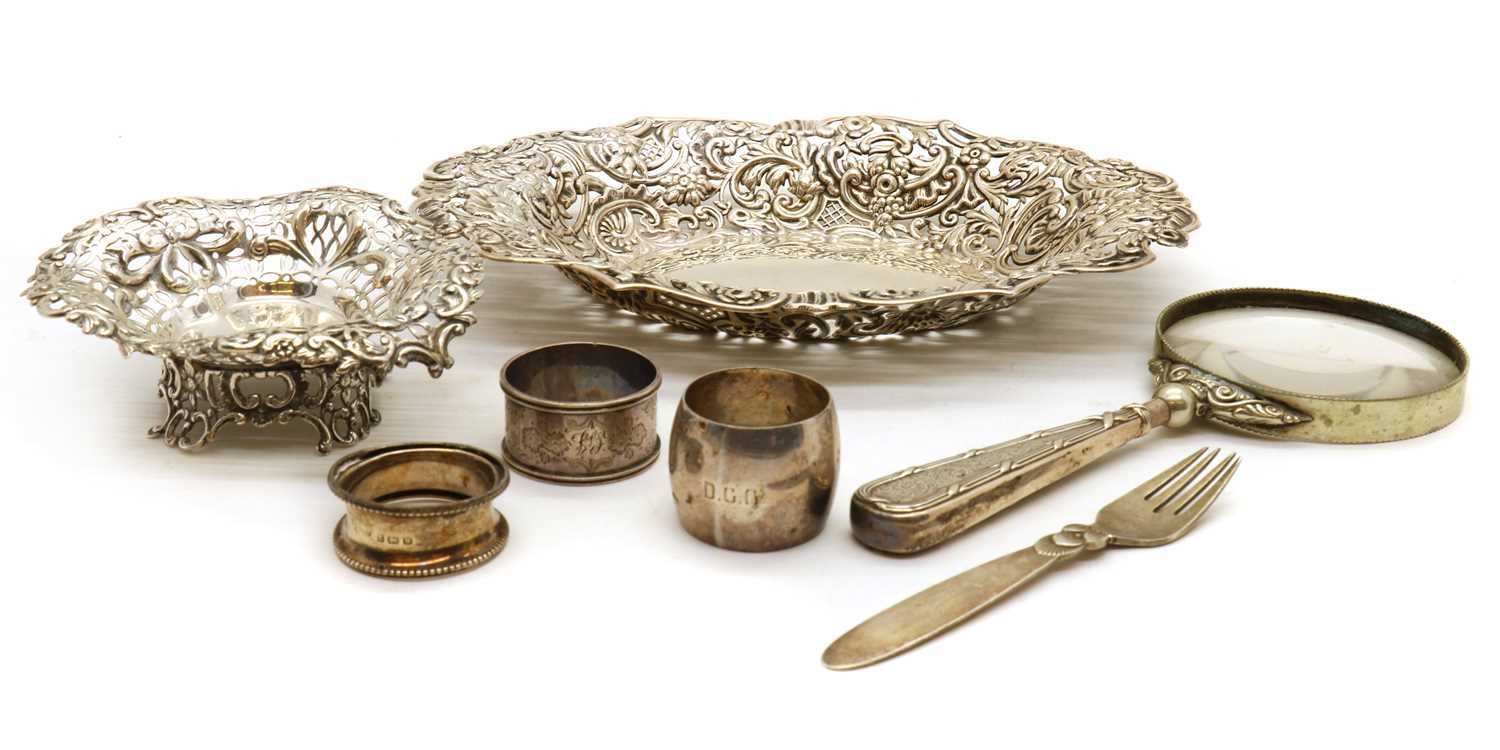 A collection of silver items