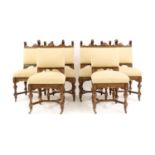 A set of six late Victorian walnut dining chairs