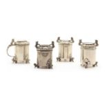 A composed Norwegian silver four piece cruet set,