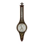 A mahogany and verre églomisé cased wheel barometer,