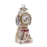 A Meissen style porcelain clock,