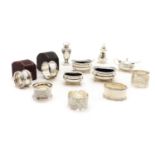 A collection of six silver napkin rings,