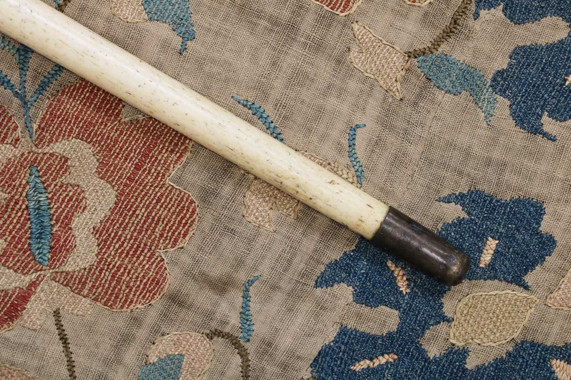 A marine ivory and inlaid walking stick, - Image 2 of 4