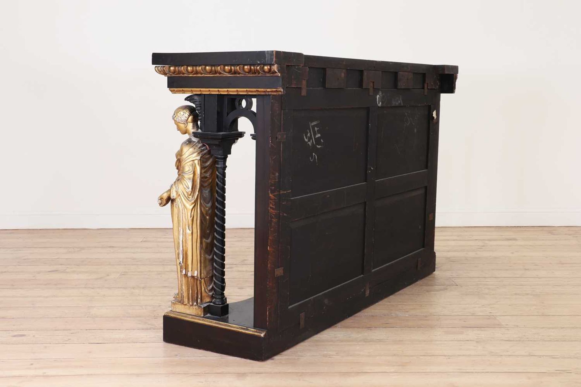 An ebonised and parcel-gilt console table, - Image 5 of 42