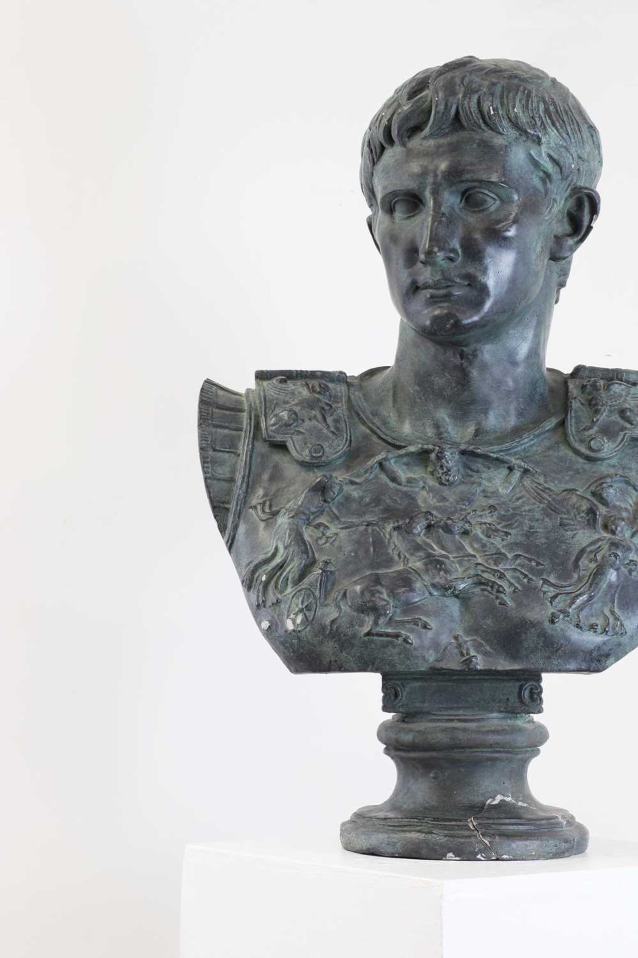 A large bronzed plaster bust, - Bild 2 aus 7