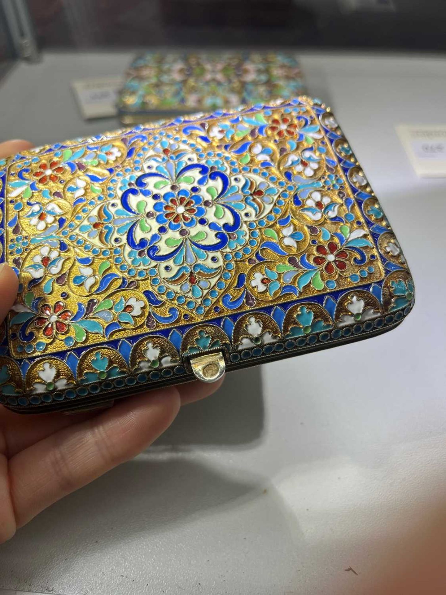Two silver-gilt and cloisonné cigarette cases, - Image 6 of 8