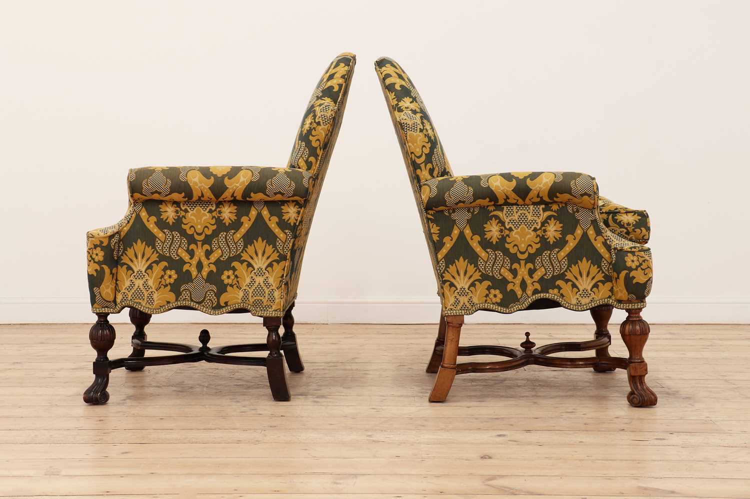 A matched pair of Queen Anne-style walnut armchairs, - Image 3 of 28