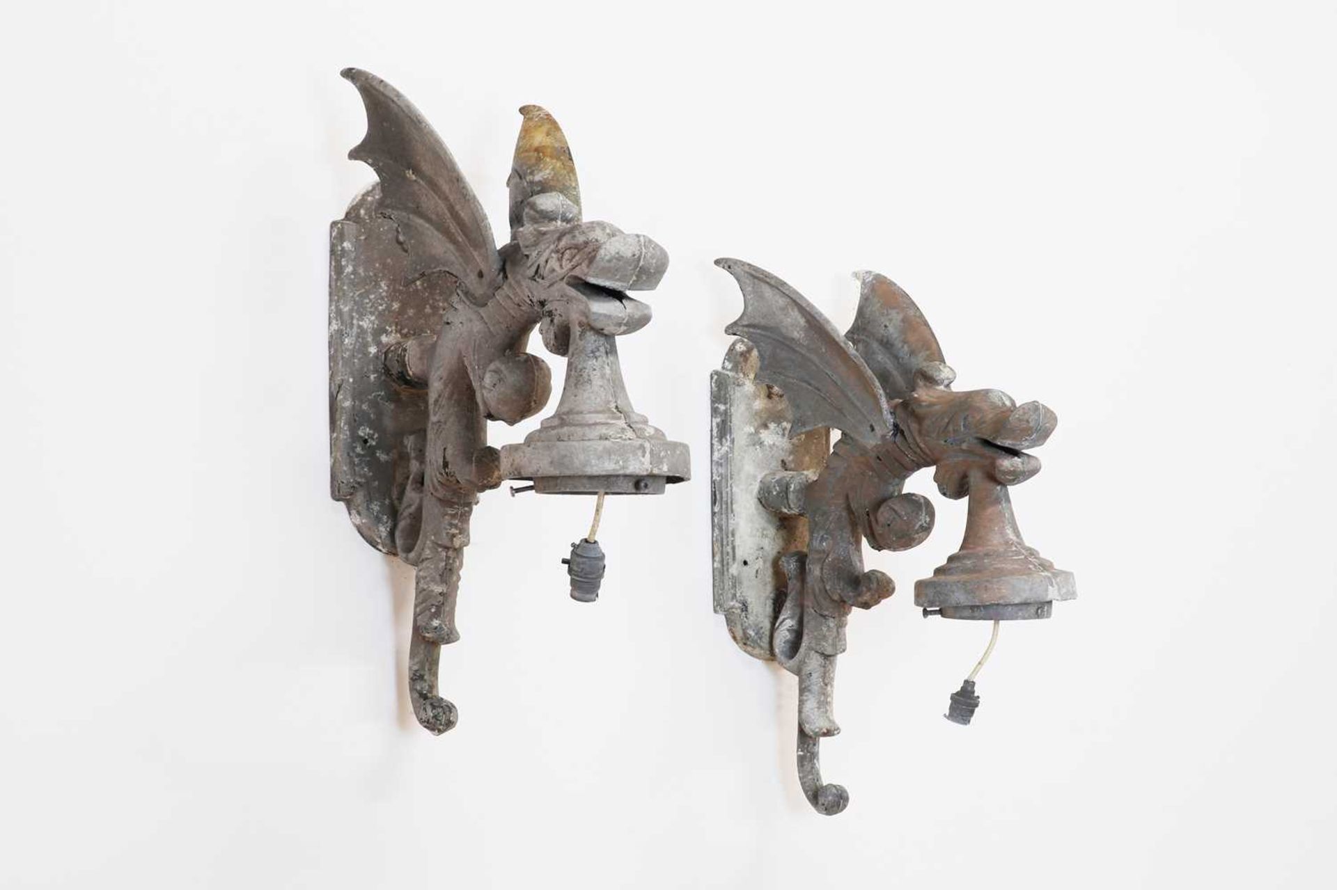 A pair of zinc wall lights, - Image 2 of 5