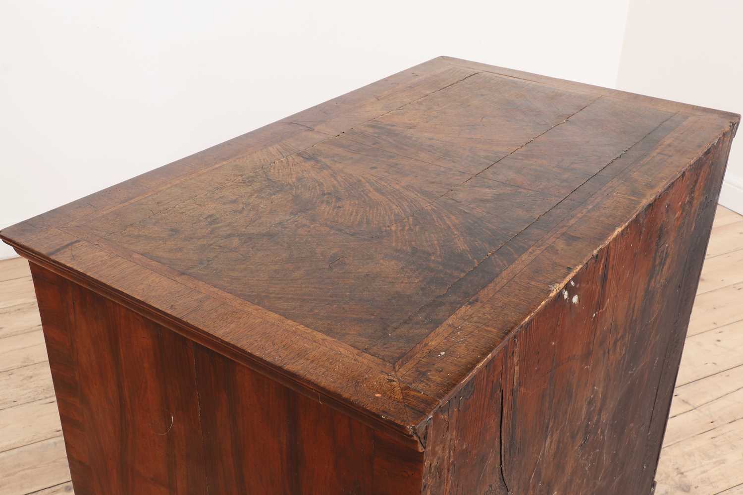 A Queen Anne walnut and feather-banded chest of drawers, - Image 3 of 4