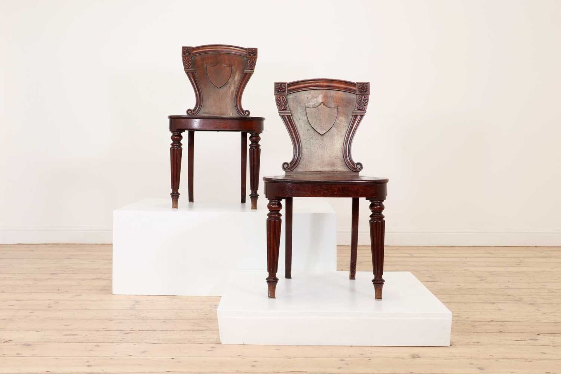 A pair of George IV mahogany hall chairs, - Image 2 of 7