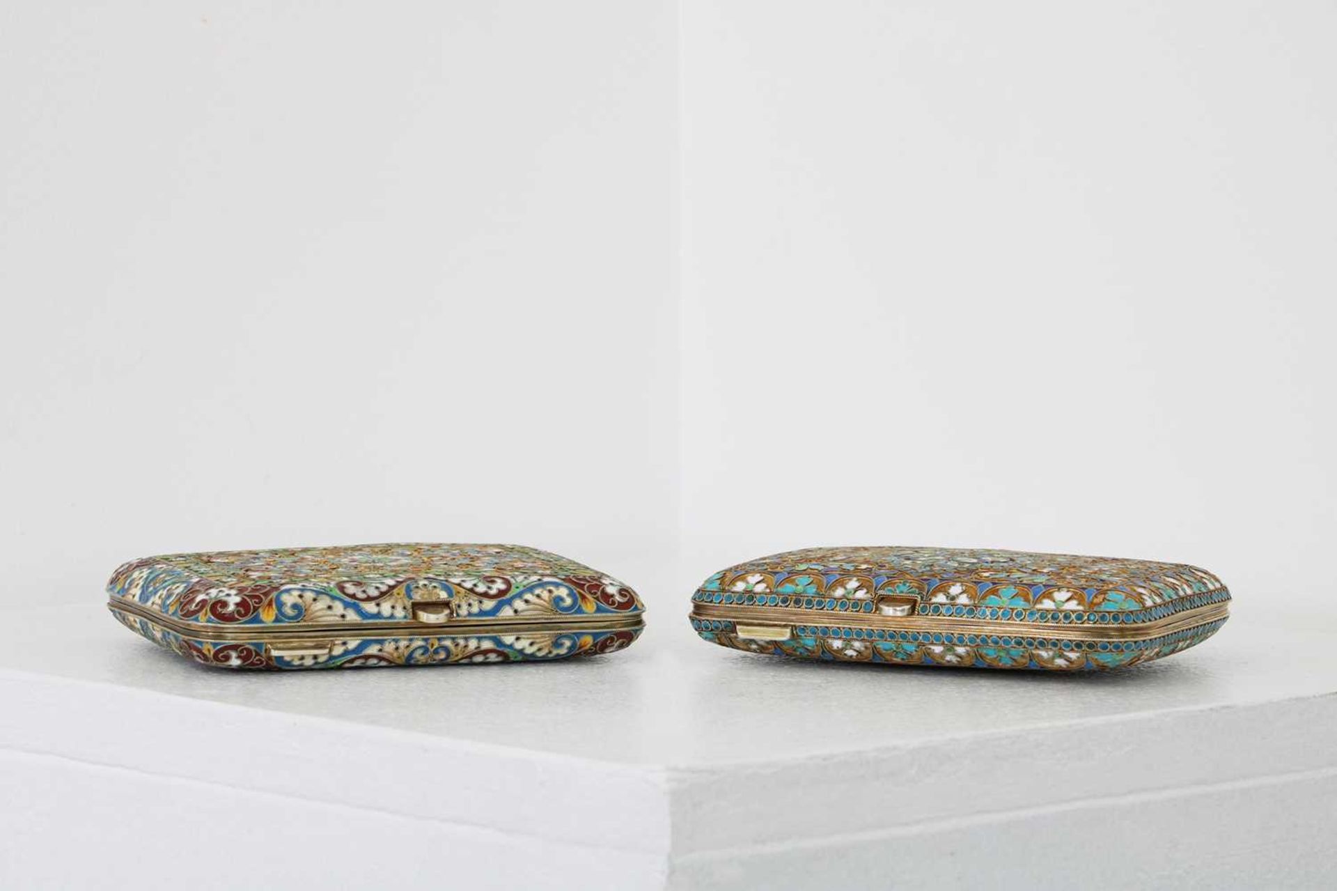Two silver-gilt and cloisonné cigarette cases, - Image 3 of 8