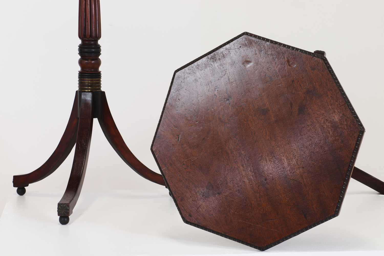 A pair of Regency-style mahogany, ebonised and simulated mahogany lamp tables, - Image 5 of 16