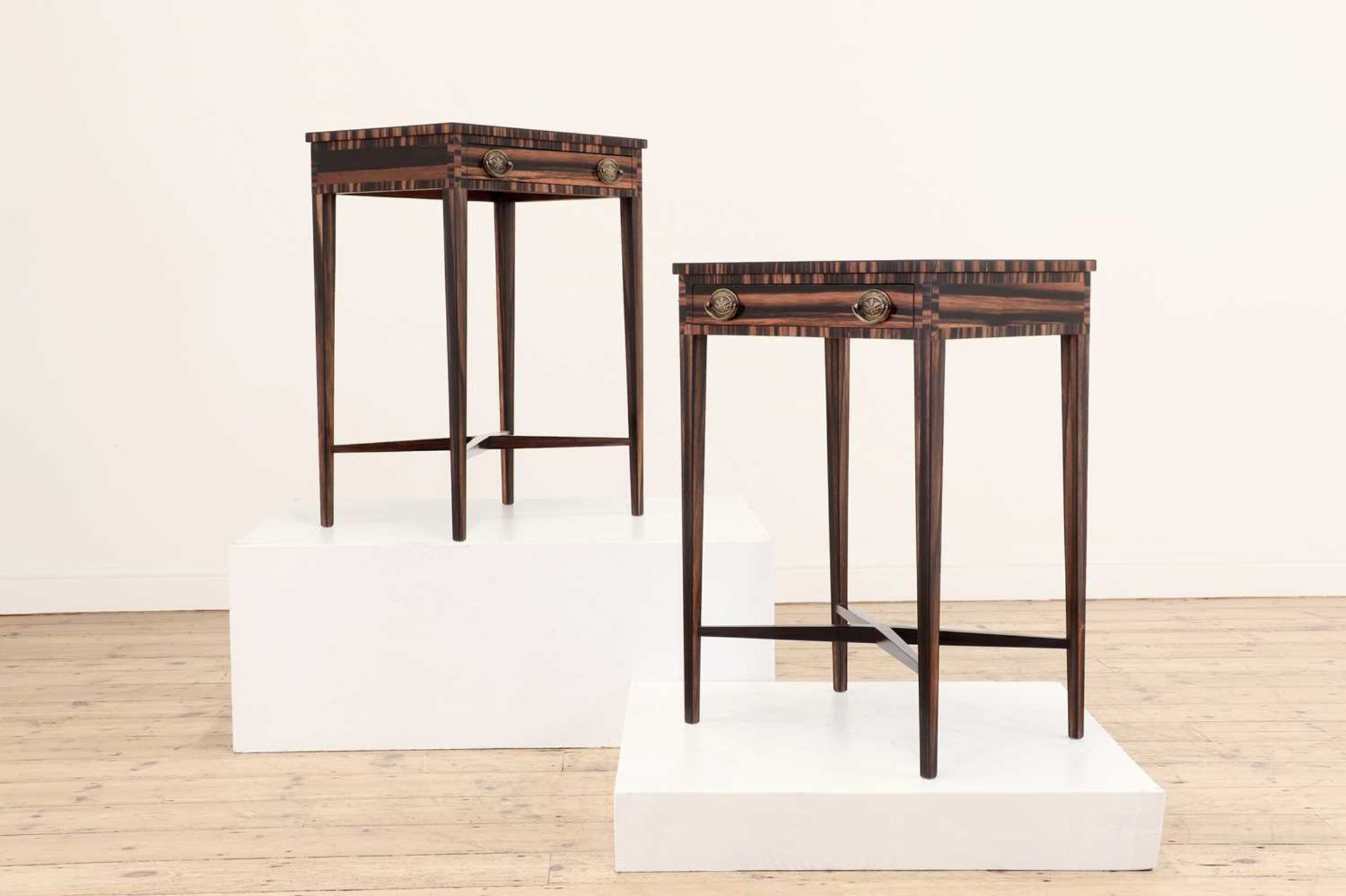 A pair of George III-style coromandel side tables,