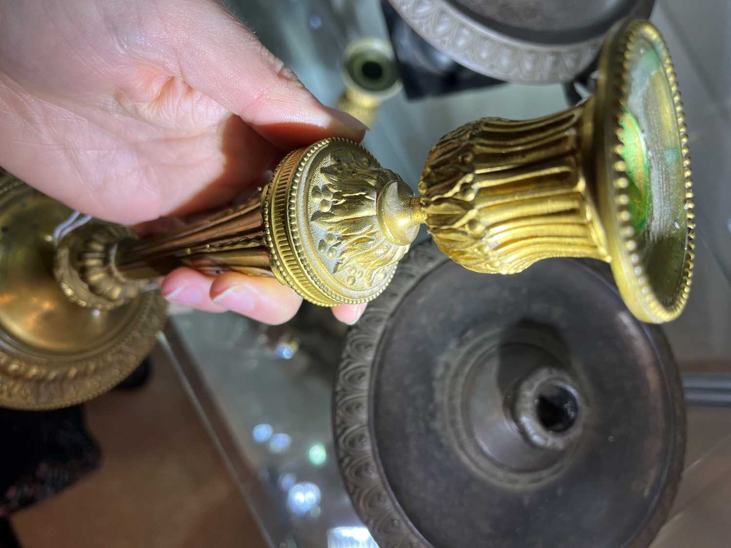 A pair of Louis XVI-style gilt-bronze candlesticks, - Image 15 of 18