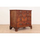 A Queen Anne walnut and feather-banded chest of drawers,