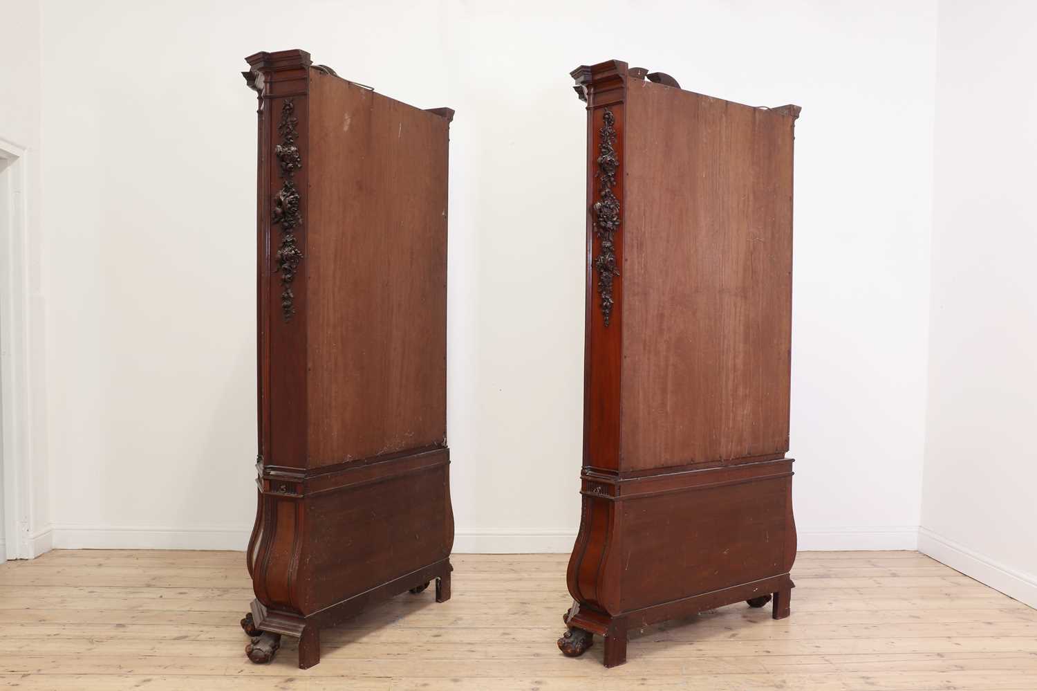 A pair of Dutch-style walnut vitrines by Gillows of Lancaster, - Image 6 of 12