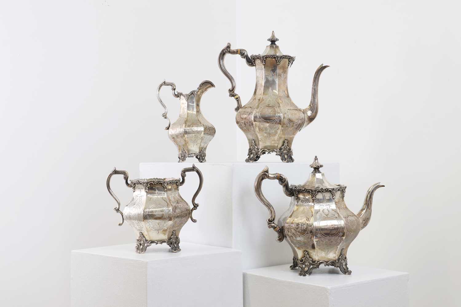 A Victorian four-piece silver tea service,