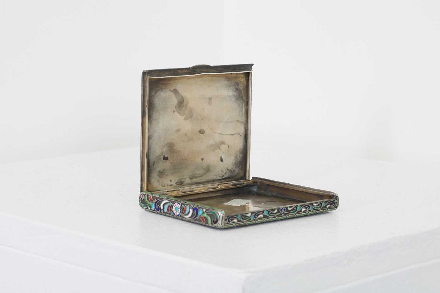 A Russian silver and cloisonné cigarette case, - Image 4 of 4